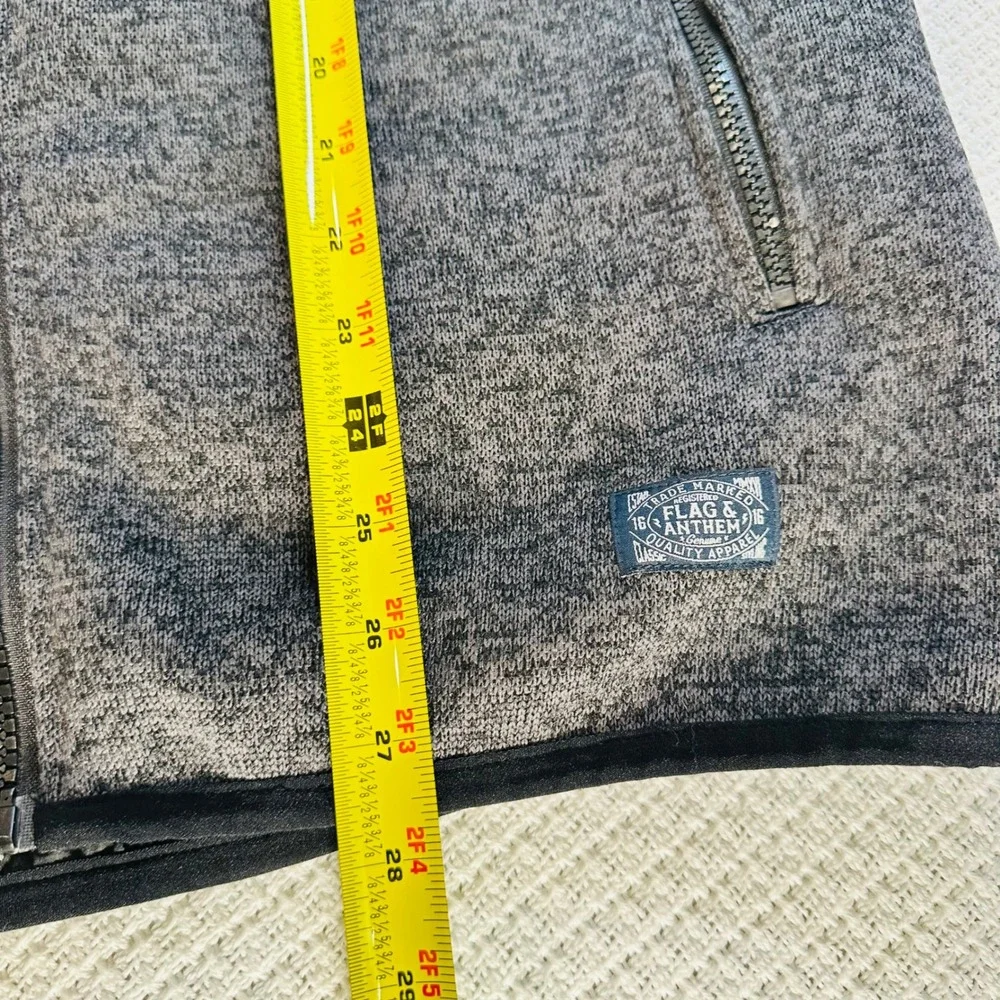 FLAG & ANTHEM Men's Vest Heathered Grey‎ Fleece Zip Up Pockets - Size M, casual